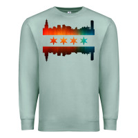 Seafoam chicago flag skyline Premium Sweatshirt - artisFamous