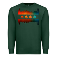 Sports Green chicago flag skyline Premium Sweatshirt - artisFamous