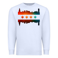 White chicago flag skyline Premium Sweatshirt - artisFamous