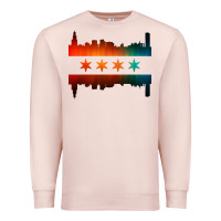 Pale Pink chicago flag skyline Premium Sweatshirt - artisFamous