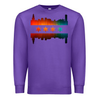 Purple chicago flag skyline Premium Sweatshirt - artisFamous