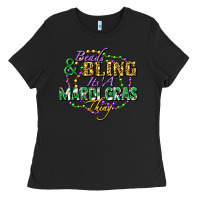 Black Beads and bling it's' a Mardi Gras thing Ladies Tee - FaDigitalArtStudio