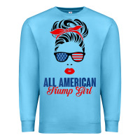 Ocean Blue all american trump girl Premium Sweatshirt - artisFamous