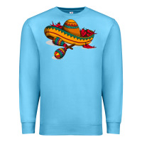 Ocean Blue maracas sombrero mexican Premium Sweatshirt - artisFamous