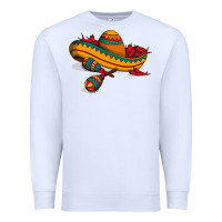 White maracas sombrero mexican Premium Sweatshirt - artisFamous