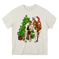 Cream american paint horse christmas tree Heavy Core Tee - CowGirlArtShop