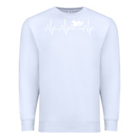 White heartbeat recumbent bicycle bike cyclist biking Premium Sweatshirt - artisFamous