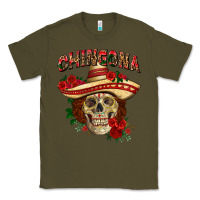 Army Green Chingona with roses Mexico Classic Tee - HowdyJamesFarm
