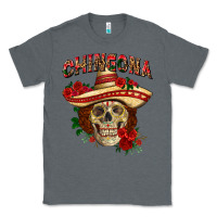 Charcoal Heather Chingona with roses Mexico Classic Tee - HowdyJamesFarm
