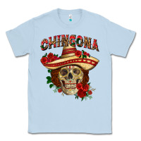 Dusty Blue Chingona with roses Mexico Classic Tee - HowdyJamesFarm