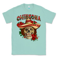 Seafoam Chingona with roses Mexico Classic Tee - HowdyJamesFarm