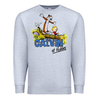 Heather Grey calvin hobbes Premium Sweatshirt - artisFamous