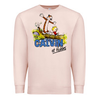 Pale Pink calvin hobbes Premium Sweatshirt - artisFamous