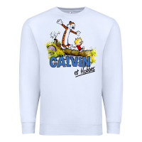 White calvin hobbes Premium Sweatshirt - artisFamous