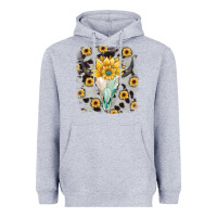 Heather Grey cowhide sunflower gemstone bull skull Heavyweight Hoodie - JahusDesignShop