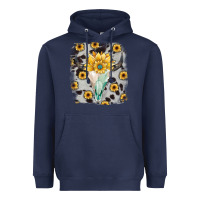 Navy cowhide sunflower gemstone bull skull Heavyweight Hoodie - JahusDesignShop