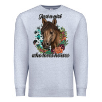 Heather Grey Just A Girl Who Loves Horses Premium Sweatshirt - artisFamous