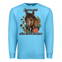 Ocean Blue Just A Girl Who Loves Horses Premium Sweatshirt - artisFamous