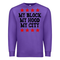 Purple my block my hood my city Premium Sweatshirt - artisFamous