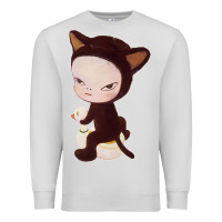 Dove Grey Yoshitomo Nara Cute Cat Premium Sweatshirt - artisFamous
