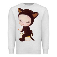 Oatmeal Heather Yoshitomo Nara Cute Cat Premium Sweatshirt - artisFamous