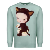 Seafoam Yoshitomo Nara Cute Cat Premium Sweatshirt - artisFamous
