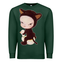 Sports Green Yoshitomo Nara Cute Cat Premium Sweatshirt - artisFamous
