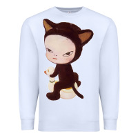 White Yoshitomo Nara Cute Cat Premium Sweatshirt - artisFamous
