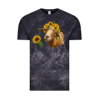 Cloud Black goat with sunflower Vintage Tee - RanaPortraitStore