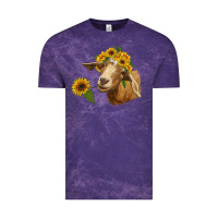 Cloud Purple goat with sunflower Vintage Tee - RanaPortraitStore