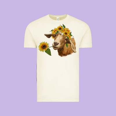 Goat With Sunflower Vintage Tee Designed By Ranaportraitstore