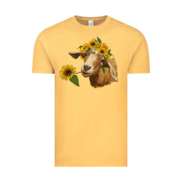 Vintage Mustard goat with sunflower Vintage Tee - RanaPortraitStore