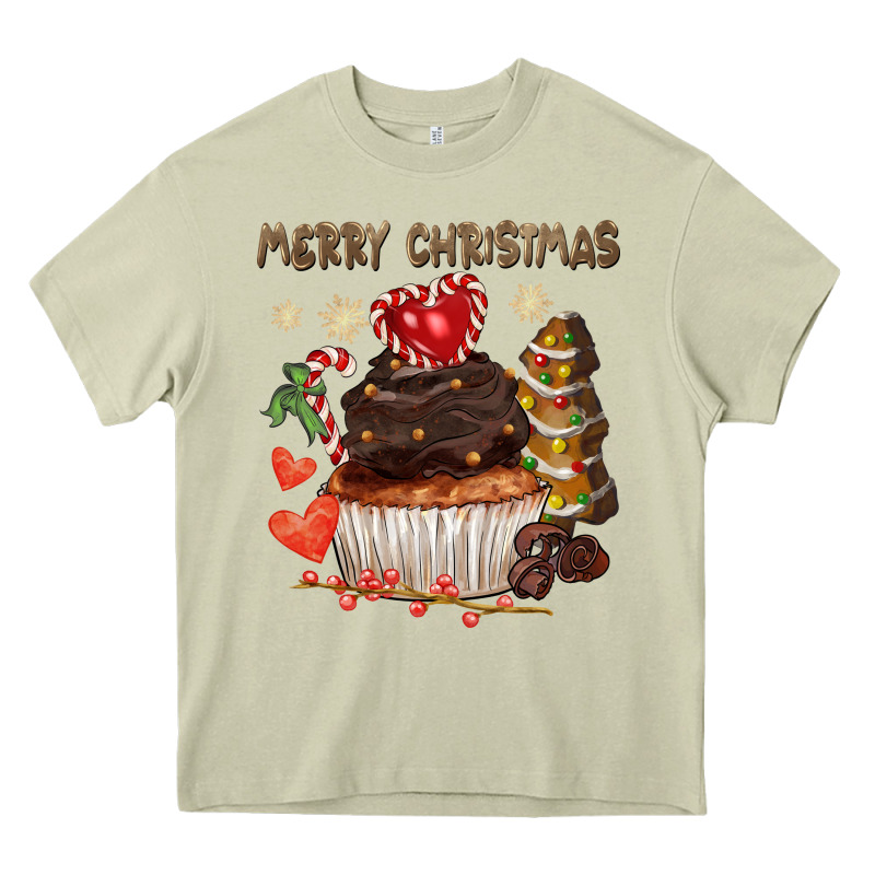 Merry Christmas Cupcake Chocolate Heavy Core Tee by CowGirlArtShop | Teevron