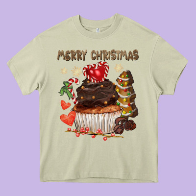 Merry Christmas Cupcake Chocolate Heavy Core Tee Designed By Cowgirlartshop