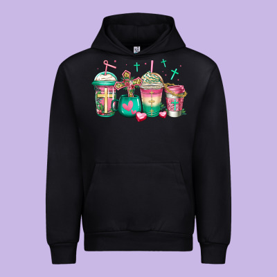 Religious Christian Coffee Cups Urban Hoodie Designed By Jasminsmagicworld