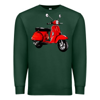 Sports Green classic italian vespa scooter Premium Sweatshirt - artisFamous