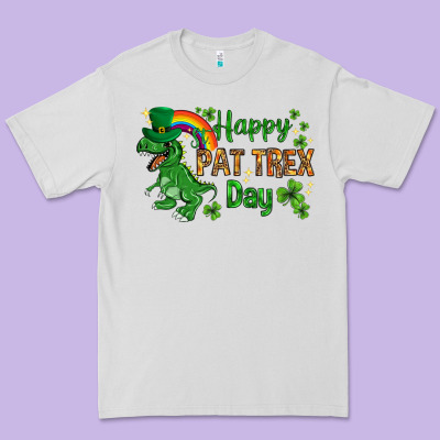 St. Patrick's Happy Pat T-rex Day With Rainbow Premium Tee Designed By Howdyjamesfarm