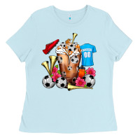 Baby Blue Soccer Cold Drink Frappe Ladies Tee - FaDigitalArtStudio