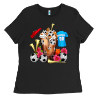 Black Soccer Cold Drink Frappe Ladies Tee - FaDigitalArtStudio