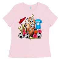Bubblegum Pink Soccer Cold Drink Frappe Ladies Tee - FaDigitalArtStudio