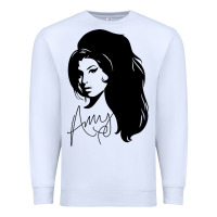 White Amy Winehouse Premium Sweatshirt - artisFamous