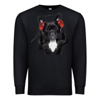 Black french bulldog dj style Premium Sweatshirt - artisFamous
