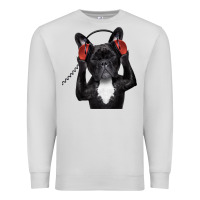Dove Grey french bulldog dj style Premium Sweatshirt - artisFamous