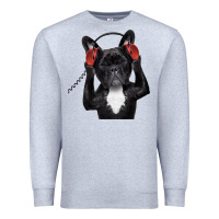 Heather Grey french bulldog dj style Premium Sweatshirt - artisFamous