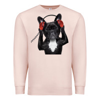 Pale Pink french bulldog dj style Premium Sweatshirt - artisFamous