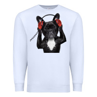 White french bulldog dj style Premium Sweatshirt - artisFamous