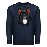 Navy french bulldog dj style Premium Sweatshirt - artisFamous