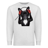 Oatmeal Heather french bulldog dj style Premium Sweatshirt - artisFamous