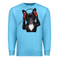 Ocean Blue french bulldog dj style Premium Sweatshirt - artisFamous