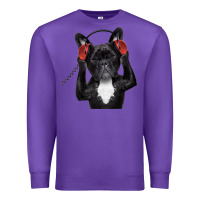 Purple french bulldog dj style Premium Sweatshirt - artisFamous